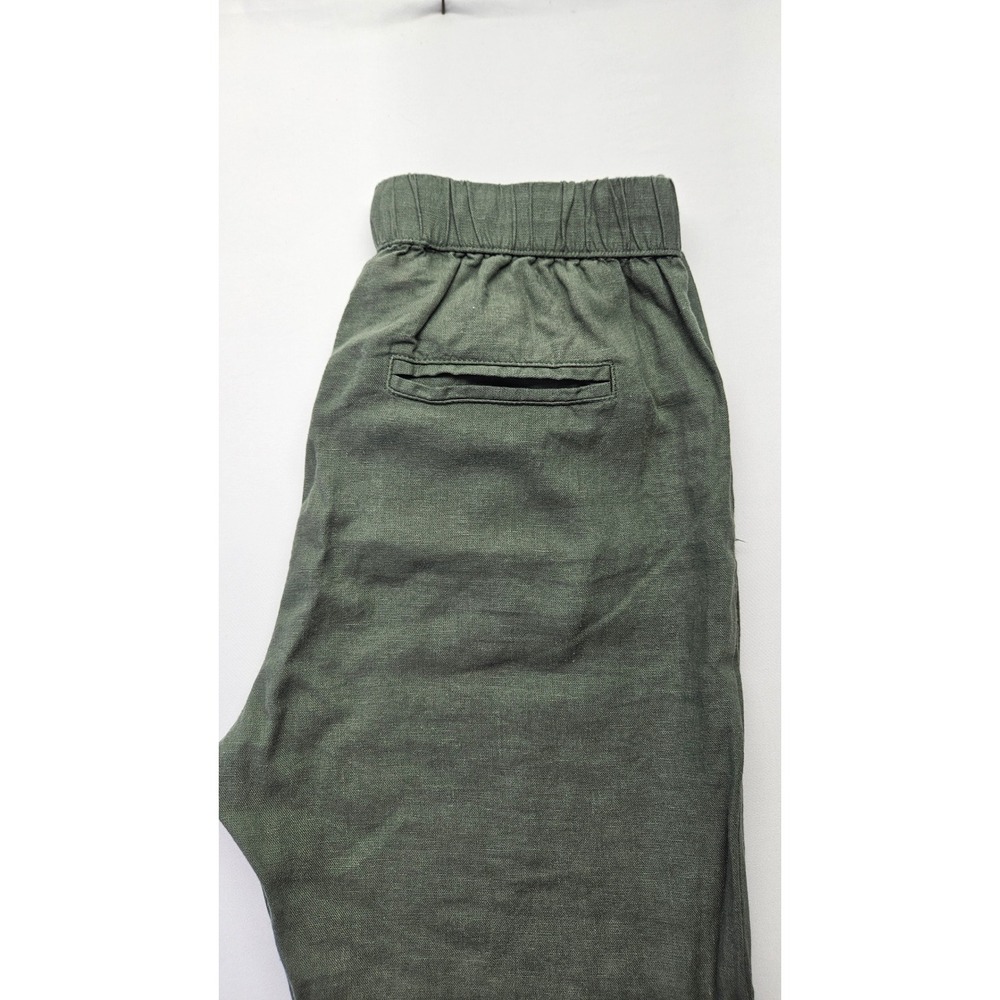 Roxy Womens Olive Green Linen Blend Roll Tab Cuff Elastic Waist Pants XS - Picture 5 of 5